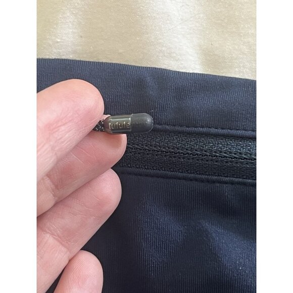 Lululemon Speed Tights Pants Lux Navy Blue Paisley Embossed Inkwell Ruched Sz 8 - Picture 9 of 13